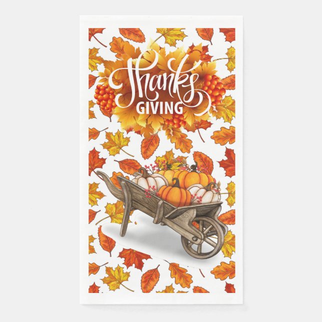 Serviette En Papier Un jour d'Action de grâce automnal (Devant)