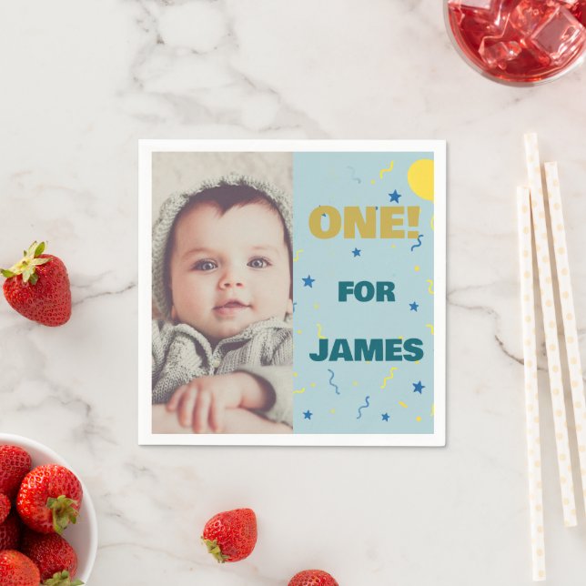 Serviette En Papier Un joyeux 1er anniversaire Photo Party Napkin (En situation)
