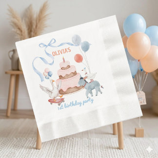 Serviette En Papier Un Joyeux Anniversaire Pastel Genre Neutre pour un