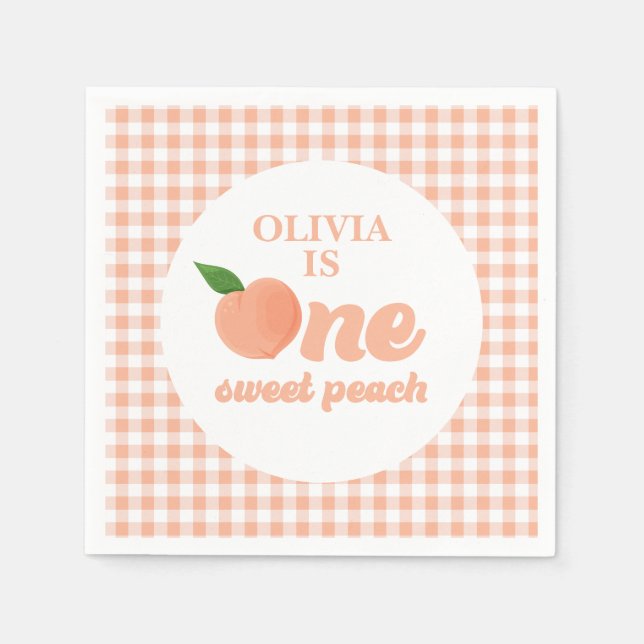Serviette En Papier Un joyeux anniversaire pour One Sweet Peach (Devant)