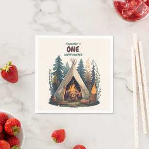 Serviette En Papier Un Joyeux Camper Bois Garçons 1er anniversaire