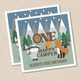 Serviette En Papier Un Joyeux Camper mignon Animaux de la forêt Favori