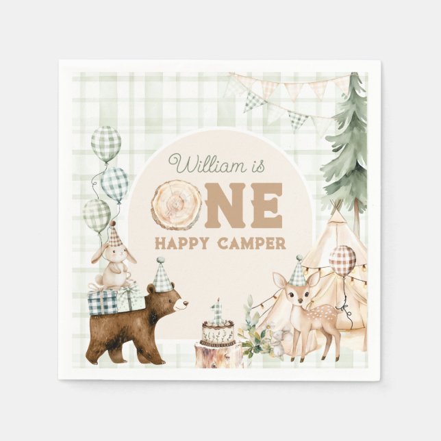 Serviette En Papier Un Joyeux Camper Premier anniversaire (Devant)