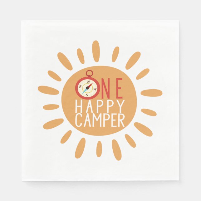Serviette En Papier Un Joyeux Camper Premier Anniversaire Camping Sun  (Devant)