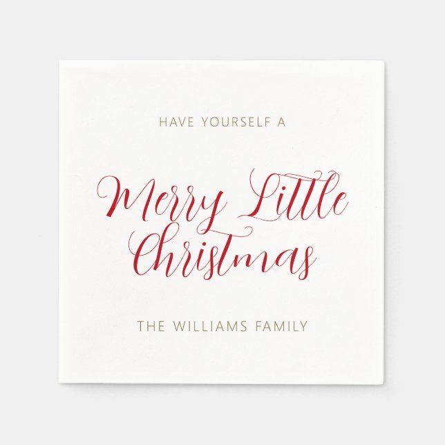 Serviette En Papier Un joyeux petit nom de Noël Rouge Or Blanc (Devant)