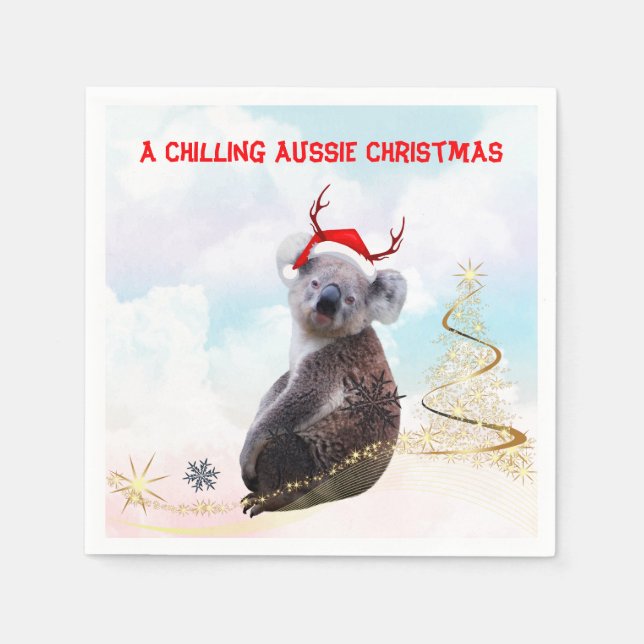 Serviette En Papier Un koala australien Noël glaçant  (Devant)