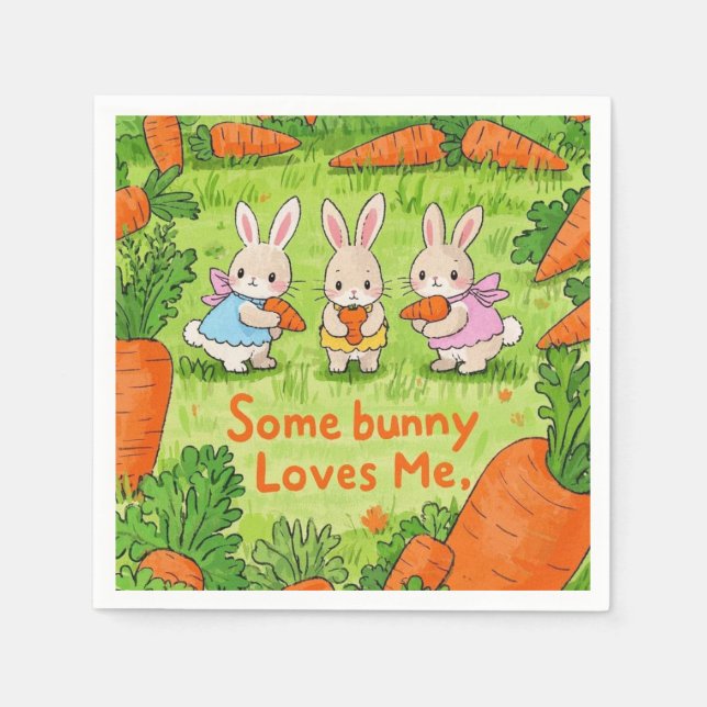 Serviette En Papier Un Lapin De Pâques M'Aime (Devant)