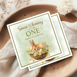 Serviette En Papier Un lapin est un 1er anniversaire