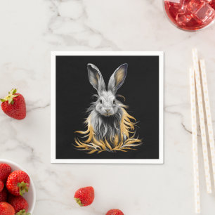 Serviette En Papier Un lapin gris génial en feu
