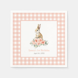 Serviette En Papier Un lapin rose floral fille Anniversaire