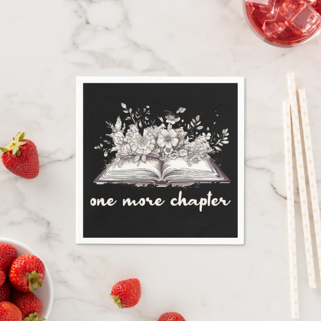 Serviette En Papier Un livre de plus avec des fleurs  (En situation)