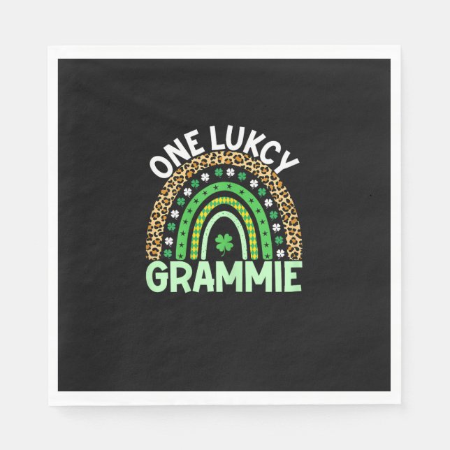 Serviette En Papier Un Lucky Grand Leopard Rainbow Saint Patrick's (Devant)