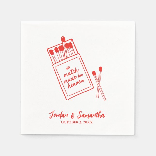 Serviette En Papier Un Match fait dans le ciel rouge Mariage personnal (Devant)