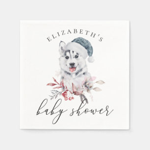 Serviette En Papier Un mignon chien. Baby shower animal d'hiver