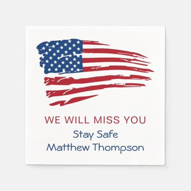 Serviette En Papier Un militaire du drapeau américain s'éloigne de la  (Devant)