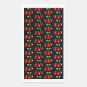 Serviette En Papier Un Motif de cerises rouges sur des tiges Feuilles