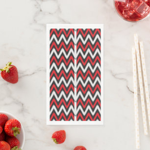 Serviette En Papier un motif en zigzag rouge et noir sur fond blanc