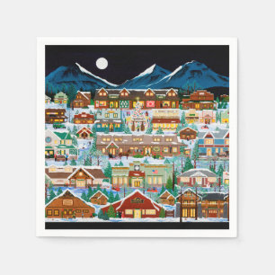 Serviette En Papier Un Napkins Village de Noël