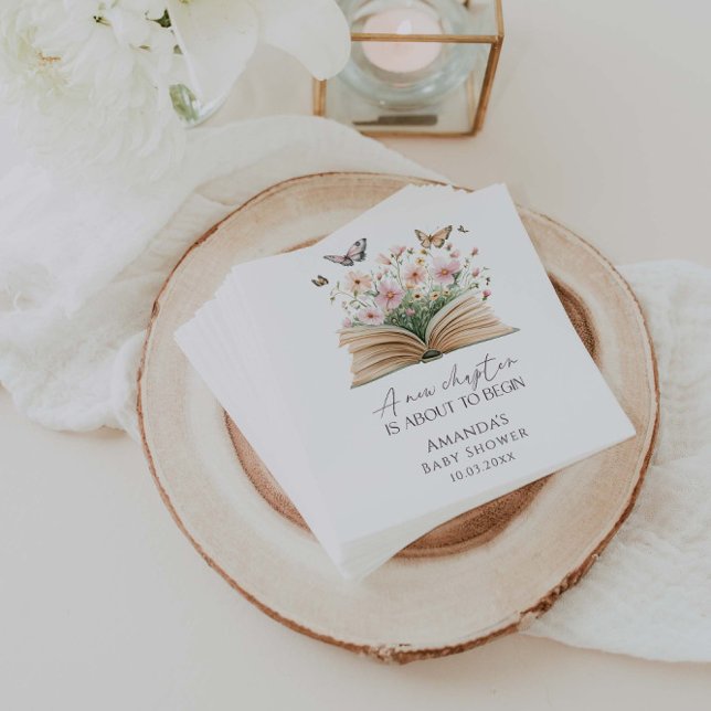 Serviette En Papier Un nouveau Baby shower de livre d'histoires (Créateur téléchargé)