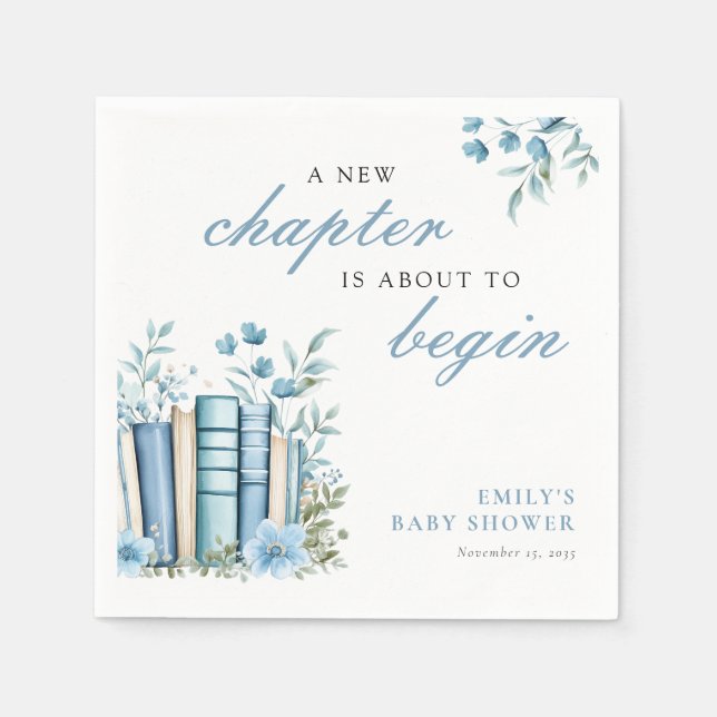 Serviette En Papier Un Nouveau Chapitre Baby Shower Bleu (Devant)