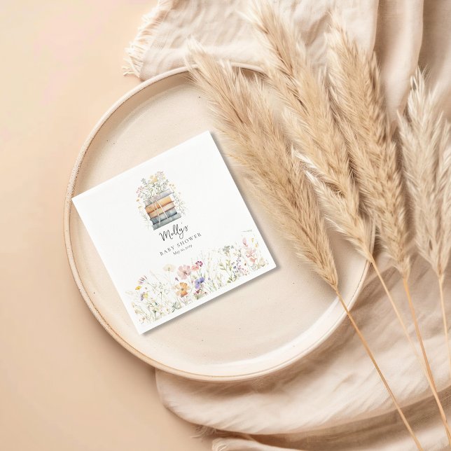 Serviette En Papier Un nouveau chapitre commence Fête prénatale Bébé L (A New Chapter Begins Baby Shower Cocktail Napkin)