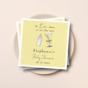 Serviette En Papier Un petit à venir Martini jaune Baby Shower