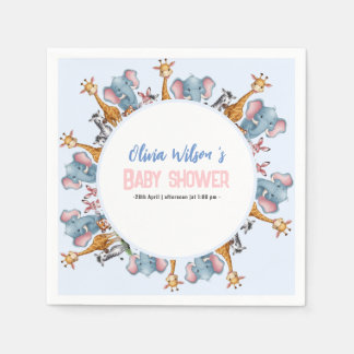 Serviette En Papier Un petit animal sauvage de safari c'est baby showe