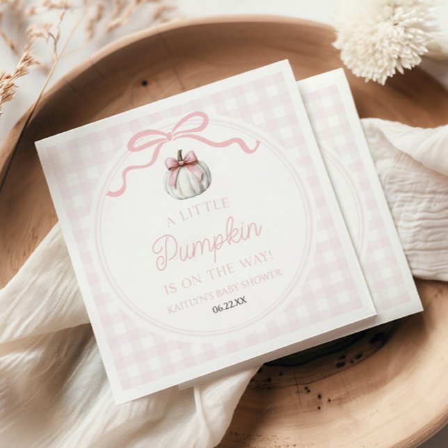 Serviette En Papier Un Petit Arc Rose Citrouille Bébé Shower Automne (Créateur téléchargé)