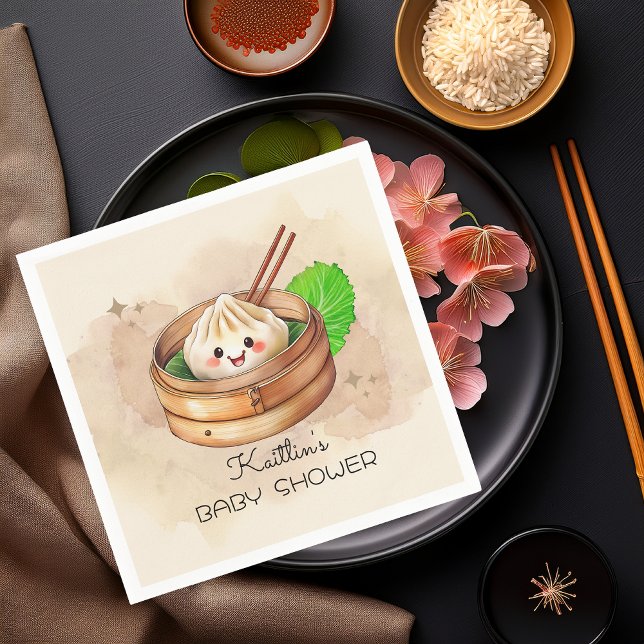 Serviette En Papier Un Petit Baby shower À Thème Kwai Doux (A Sweet Little Dumpling Kwai Theme Baby Shower Paper Napkins)
