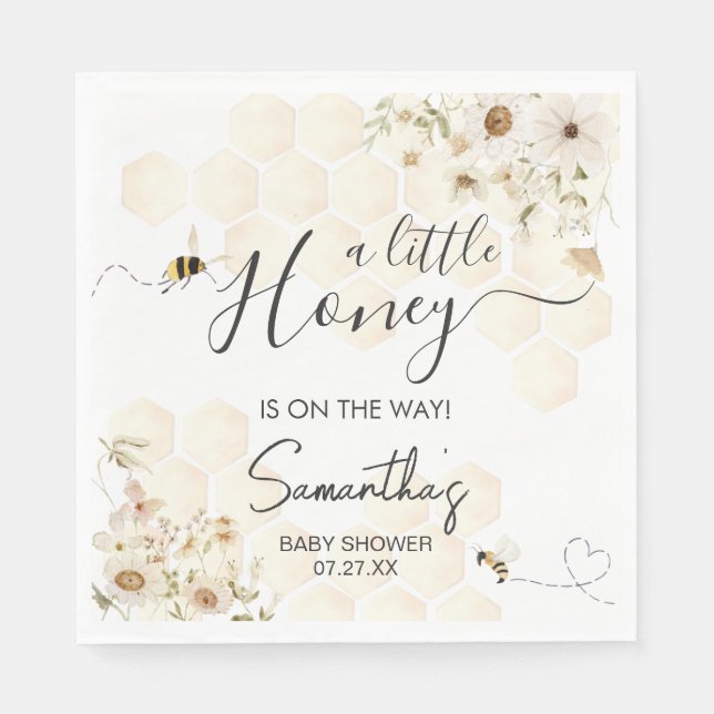 Serviette En Papier Un petit Baby shower d'abeilles au miel (Devant)
