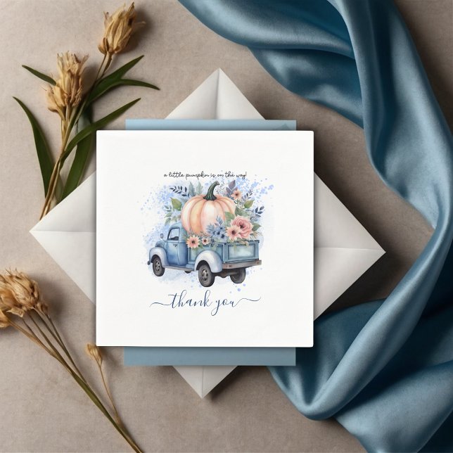 Serviette En Papier Un petit Baby shower d'aquarelle bleu de camion Ci (Créateur téléchargé)