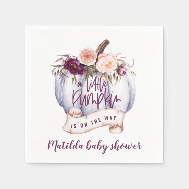 Serviette En Papier Un petit baby shower d'automne citrouille (Devant)