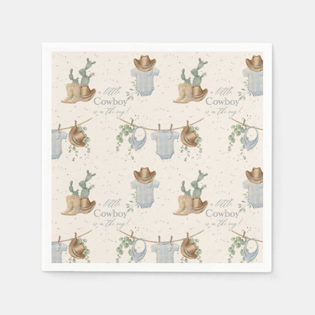 Serviette En Papier Un petit Baby shower de cowboy (Devant)
