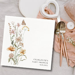 Serviette En Papier Un petit Baby shower de fille Fleur sauvage