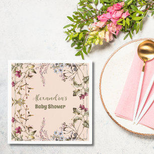 Serviette En Papier Un petit Baby shower de fille Fleur sauvage