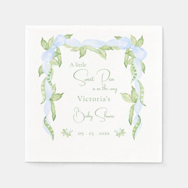 Serviette En Papier Un petit Baby shower de garçon bleu pois doux (Devant)