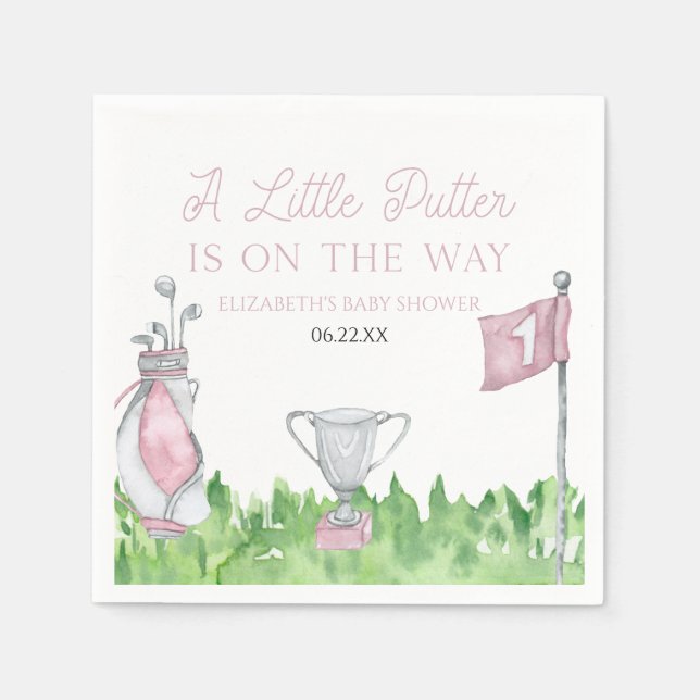 Serviette En Papier Un Petit Baby shower De Golf Rose Putter (Devant)