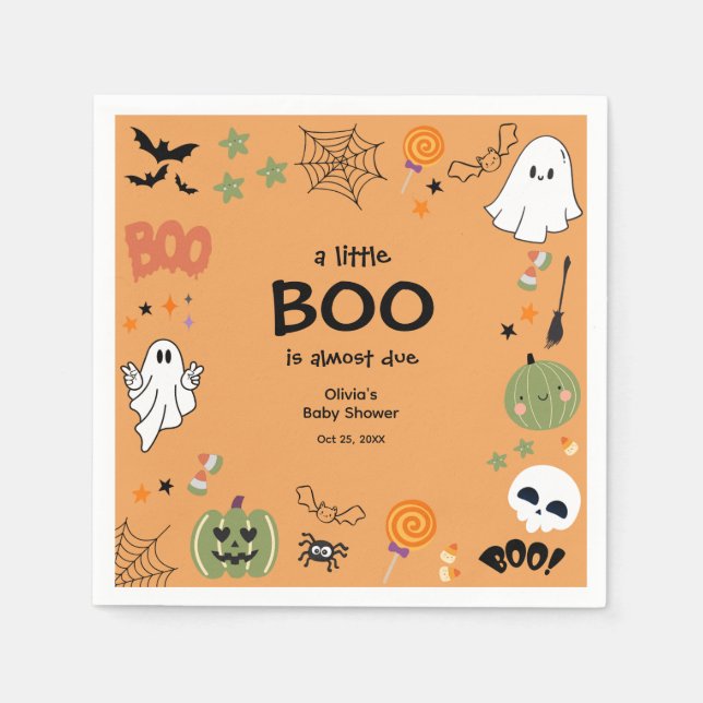 Serviette En Papier Un Petit Baby shower D'Halloween Boo Cute Ghost (Devant)