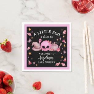 Serviette En Papier Un petit Baby shower d'Halloween rose et noir