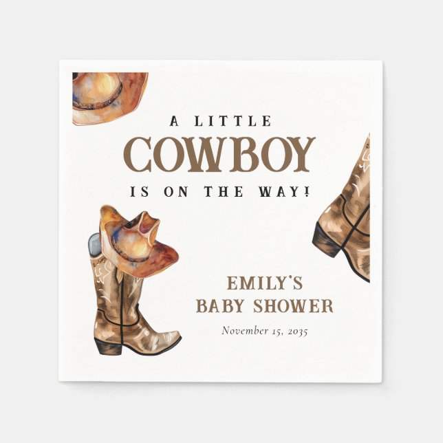Serviette En Papier Un petit Baby shower occidental Cowboy (Devant)
