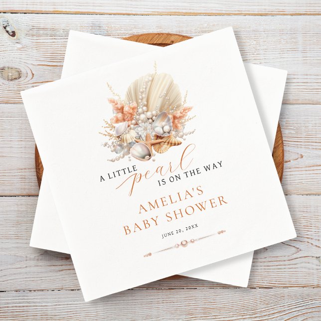Serviette En Papier Un petit Baby shower Pearl Coastal Pearl (Créateur téléchargé)