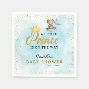 Serviette En Papier Un petit Baby shower Prince Blue Gold Boy