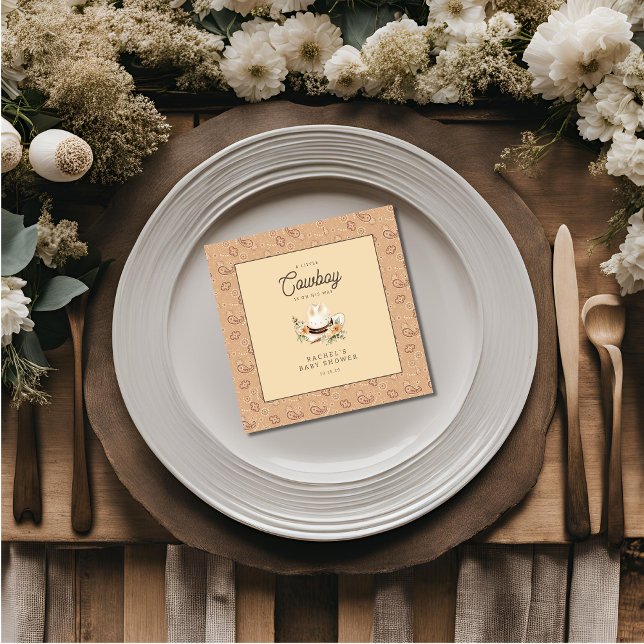 Serviette En Papier Un petit Baby shower Western Baby Boy de Cowboy (Créateur téléchargé)