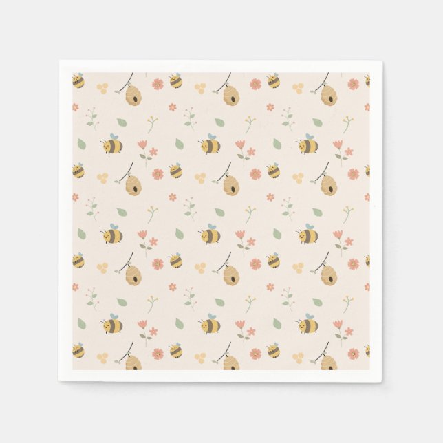 Serviette En Papier Un petit bébé est en route, baby shower d'abeilles (Devant)
