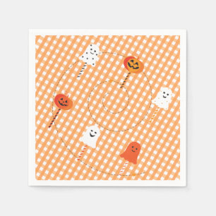 Serviette En Papier Un petit Boo est dû Orange Gingham Fantôme Citroui