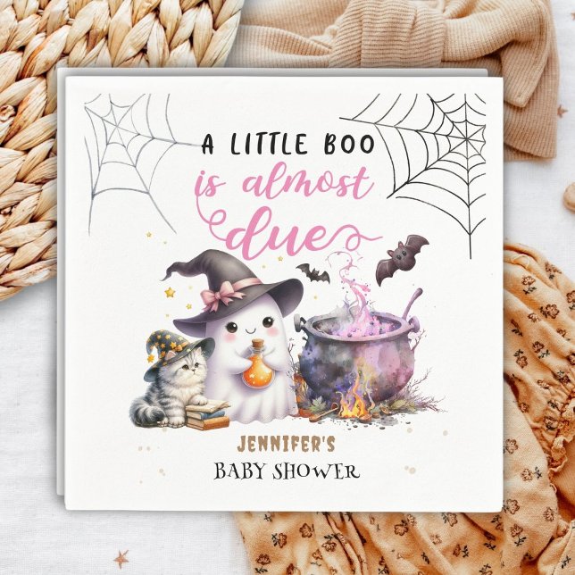 Serviette En Papier Un Petit Boo ! Fille rose Halloween Baby shower ro (Créateur téléchargé)