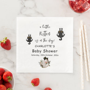 Serviette En Papier Un petit chaton est en route Fête de naissance de
