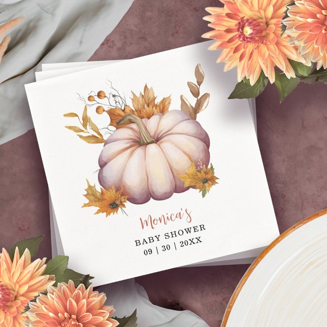 Serviette En Papier Un Petit Citrouille Automne Automne Automne Baby s (A Little Pumpkin Autumn Fall Floral Baby Shower Napkins)