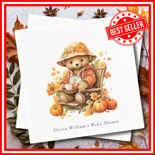Serviette En Papier Un Petit Citrouille Automne Baby shower Floral Aut