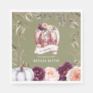 Serviette En Papier Un petit citrouille floral automne 1er anniversair